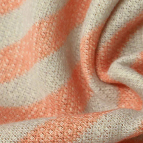 Peach Horizontal-Stripe French Terry, Poly-Cotton
