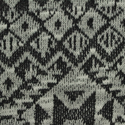 Black Geometric Chunky Knit, Poly-Viscose, 220 gsm