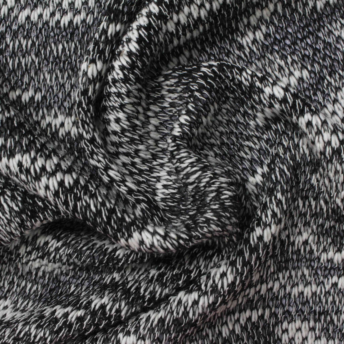 Black Marl Chunky Knit, Cotton-Poly, 170 gsm