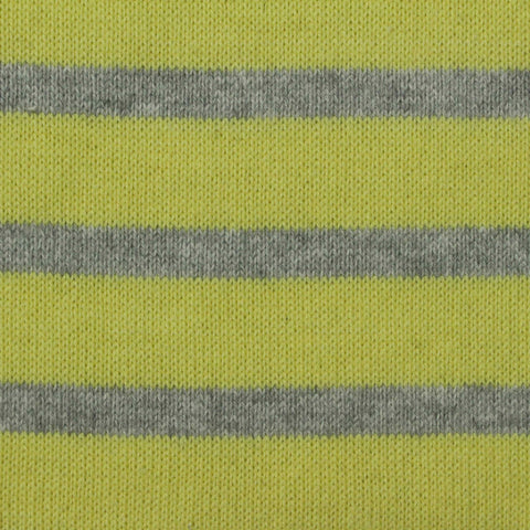 Yellow-Green Horizontal-Stripe Chunky Knit, Cotton