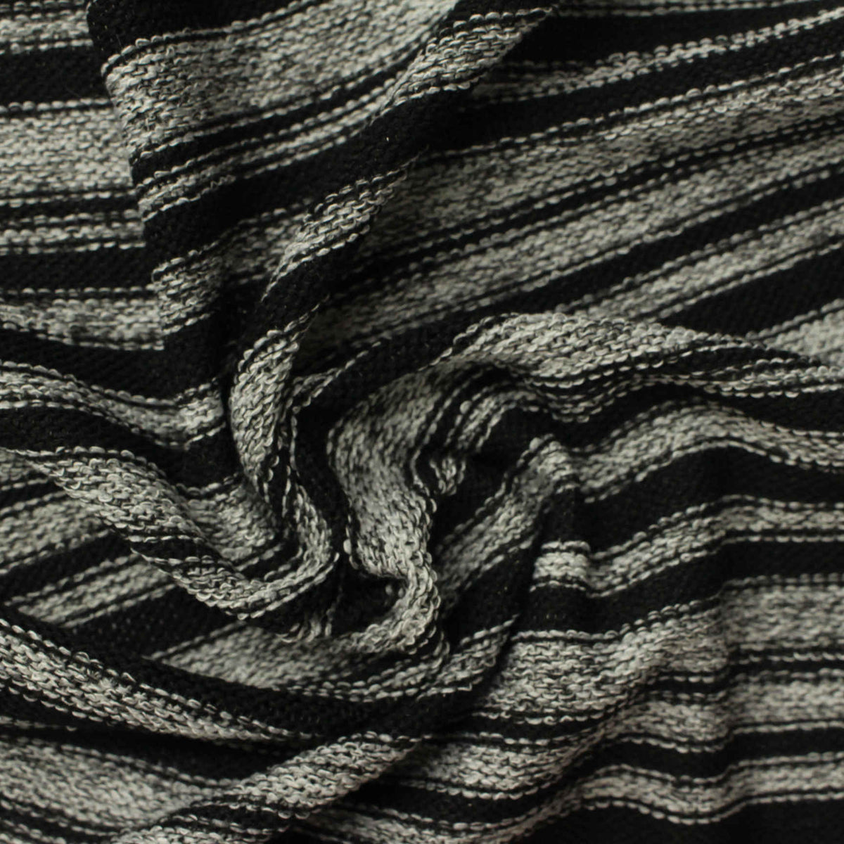 Black Stripes Chunky Knit, Poly-Viscose, 178 gsm