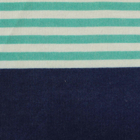 Teal Horizontal-Stripe Chunky Knit, Polyester, 182 gsm