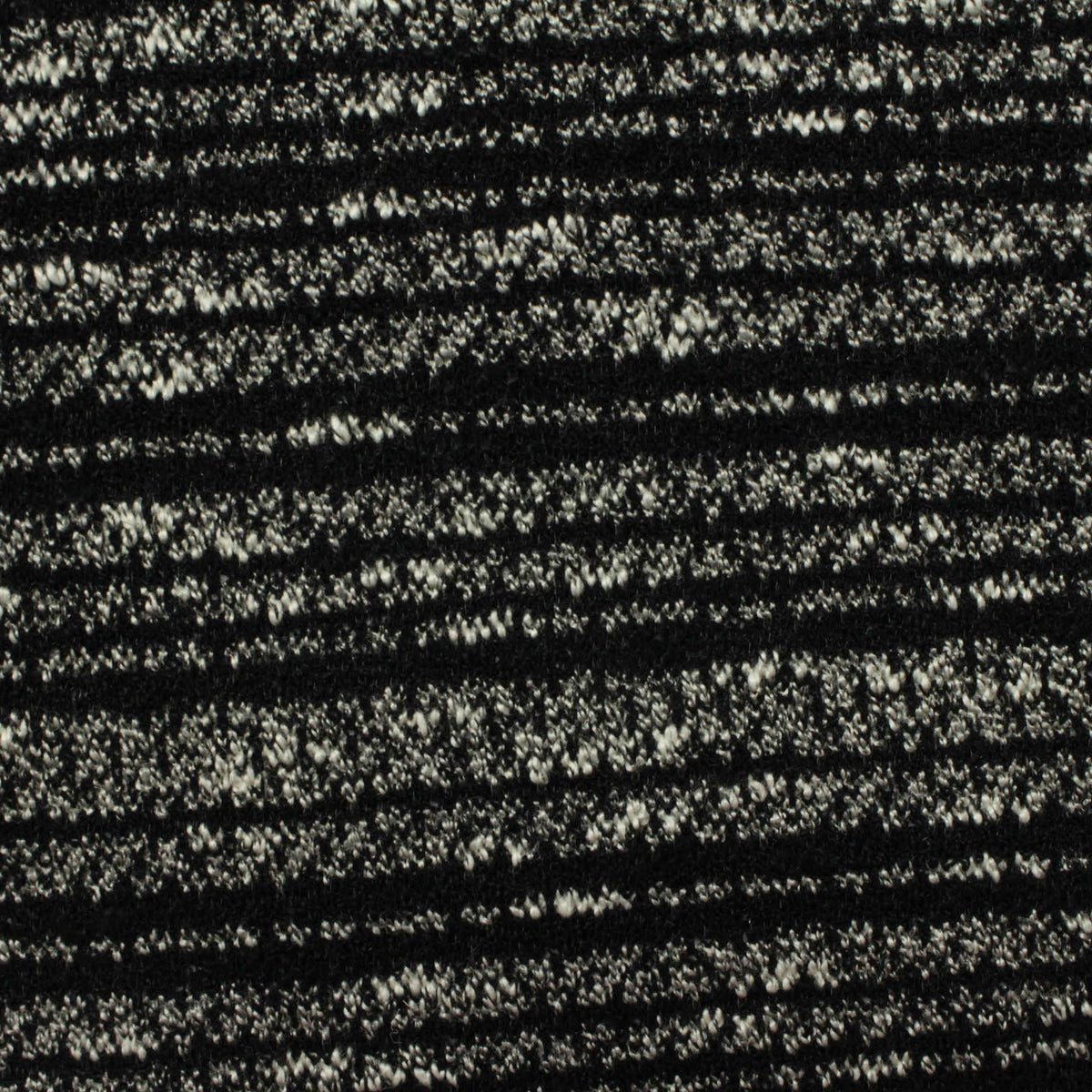 Black Horizontal-Stripe Chunky Knit, Poly-Viscose, 230 gsm, 170 cm