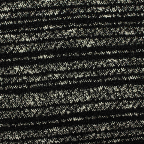 Black Horizontal-Stripe Chunky Knit, Poly-Viscose, 230 gsm, 170 cm