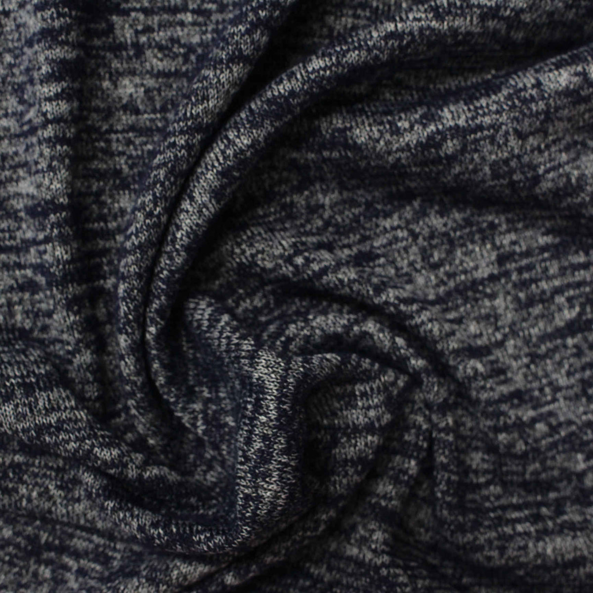 Navy Marl Chunky Knit, Viscose-Poly, 212 gsm