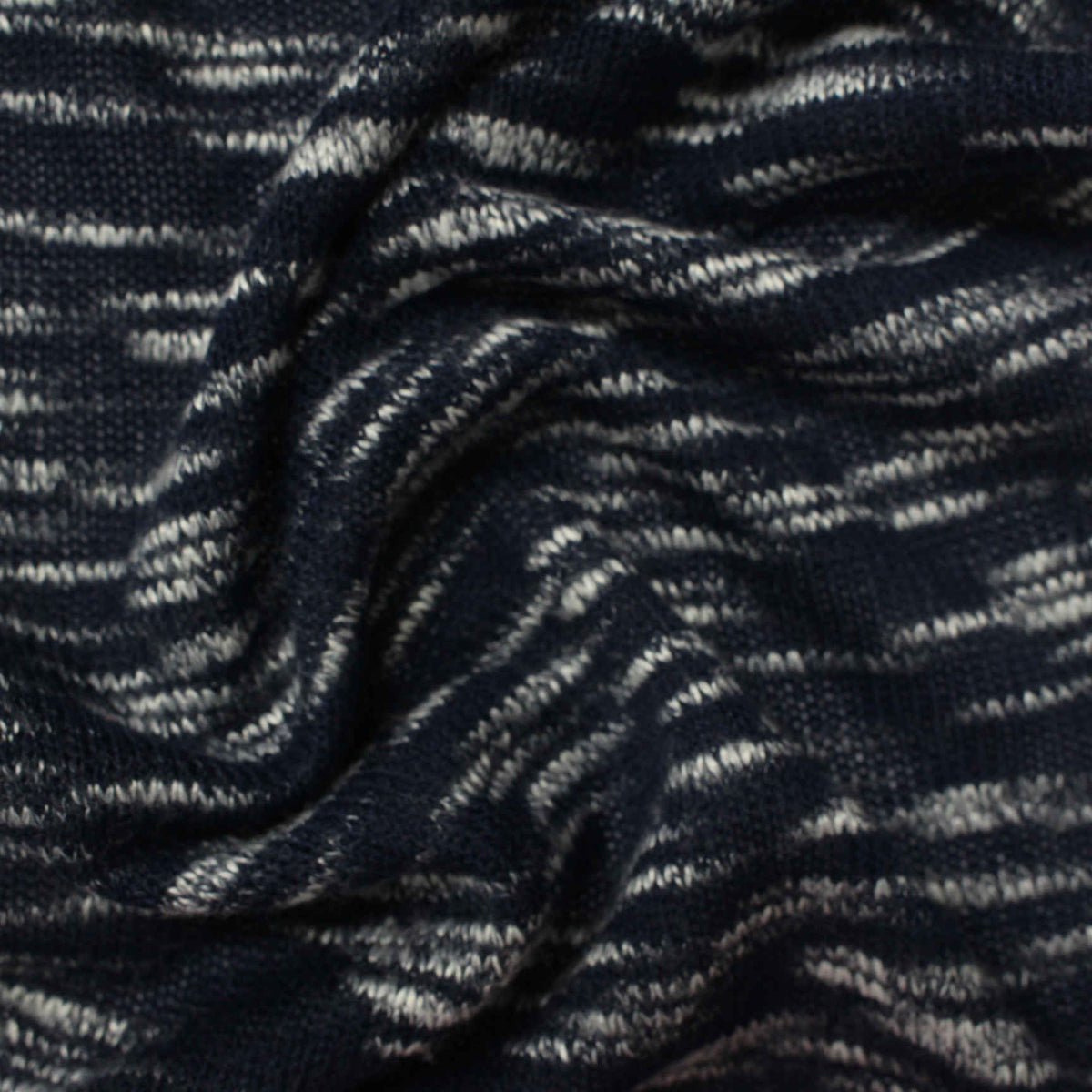 Navy Marl Chunky Knit, Poly-Viscose, 170 gsm