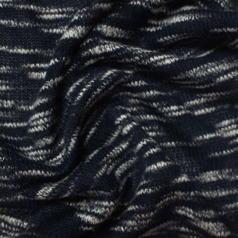 Navy Marl Chunky Knit, Poly-Viscose, 170 gsm
