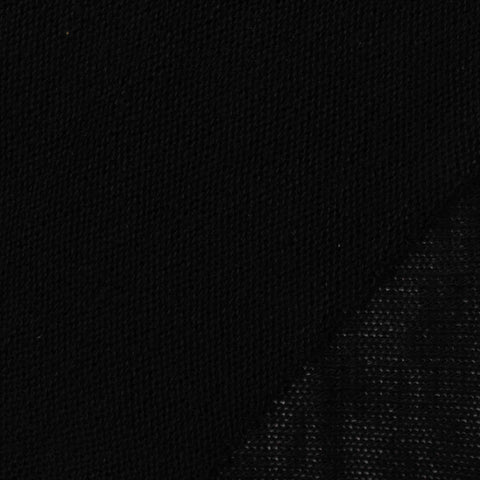 Slub Viscose Polyester Stretch Chunky Knit Fabric, 150 gsm, 150 cm — Black