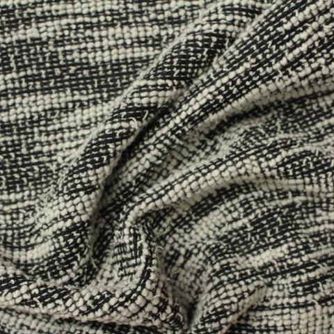 Heather Slub Polyester Cotton Interlock Knit Fabric, 210 gsm, 150 cm — Black