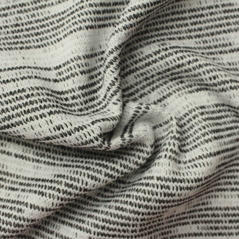 Black Horizontal-Stripe Chunky Knit, Polyester, 270 gsm