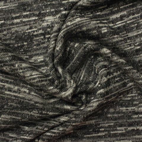 Black Marl Chunky Knit, Poly-Viscose, 200 gsm, 155 cm