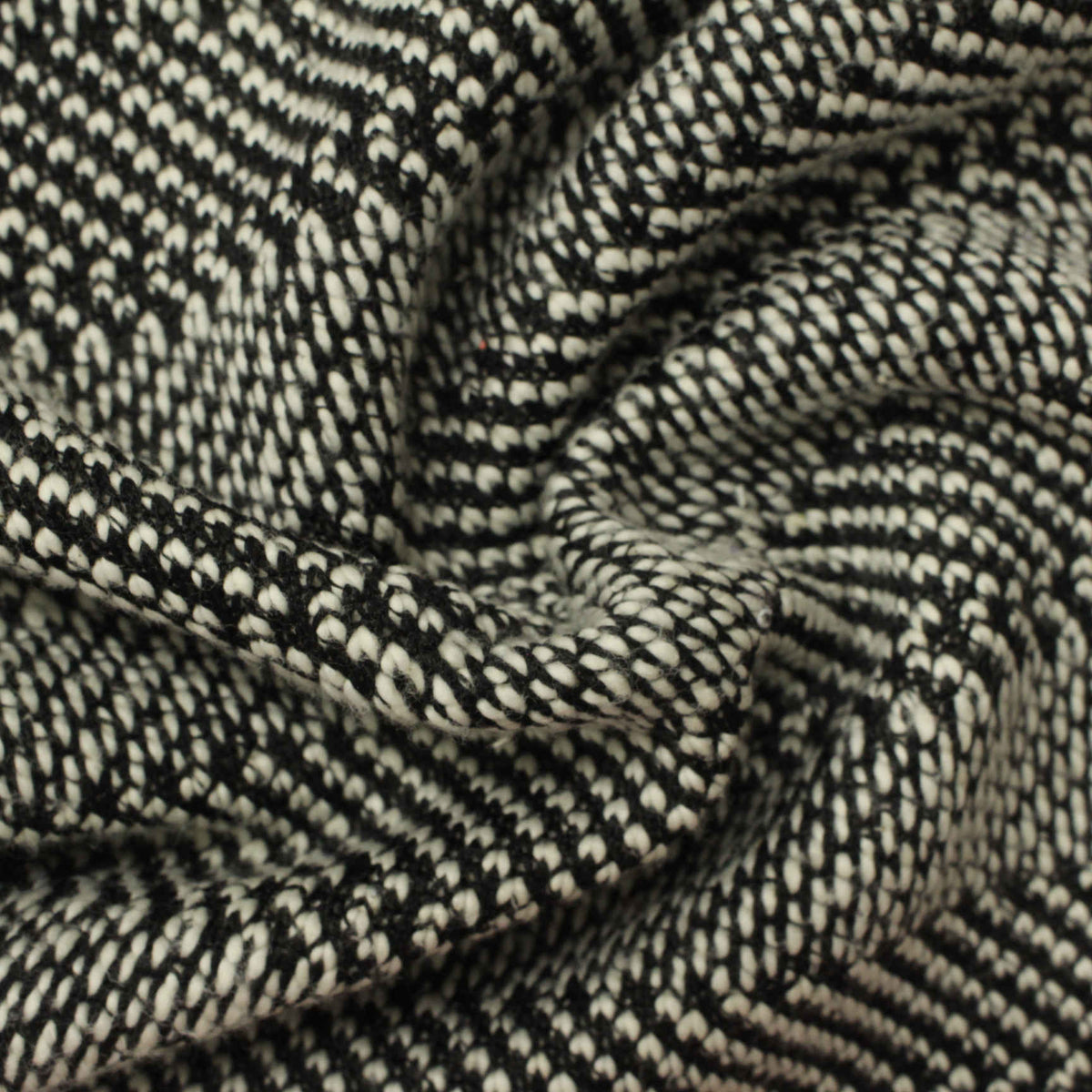 Black Chevron Chunky Knit, Cotton-Poly, 375 gsm
