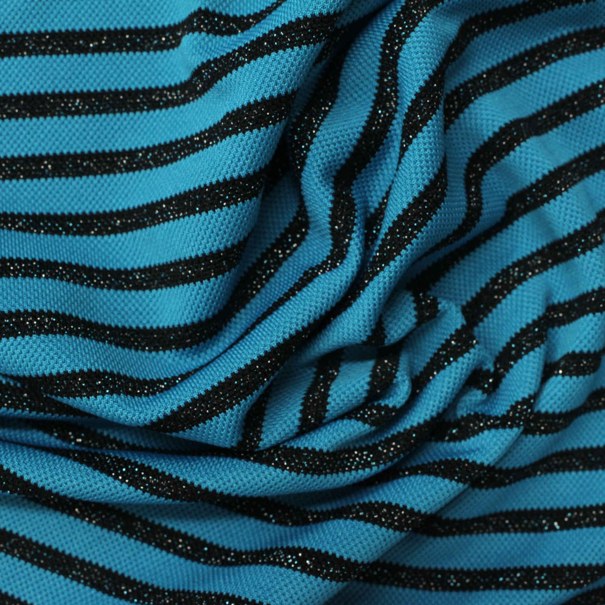 Blue Horizontal-Stripe Rib Knit, Poly-Nylon