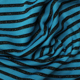 Blue Horizontal-Stripe Rib Knit, Poly-Nylon