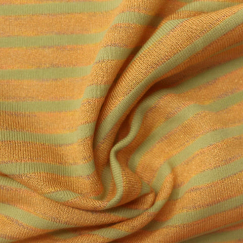 Orange Horizontal-Stripe Rib Knit, Viscose-Nylon, 130 gsm, 155 cm