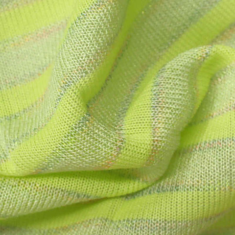 Lime Stripe Rib Knit, Viscose-Nylon