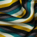 White Horizontal-Stripe Interlock Knit, Poly-Viscose — texture