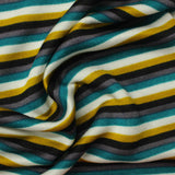 White Horizontal-Stripe Interlock Knit, Poly-Viscose