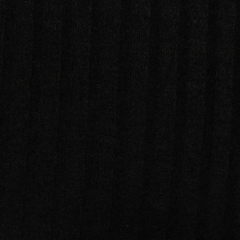 Cotton Polyester Stretch Rib Knit Fabric, 200 gsm, 150 cm — Black