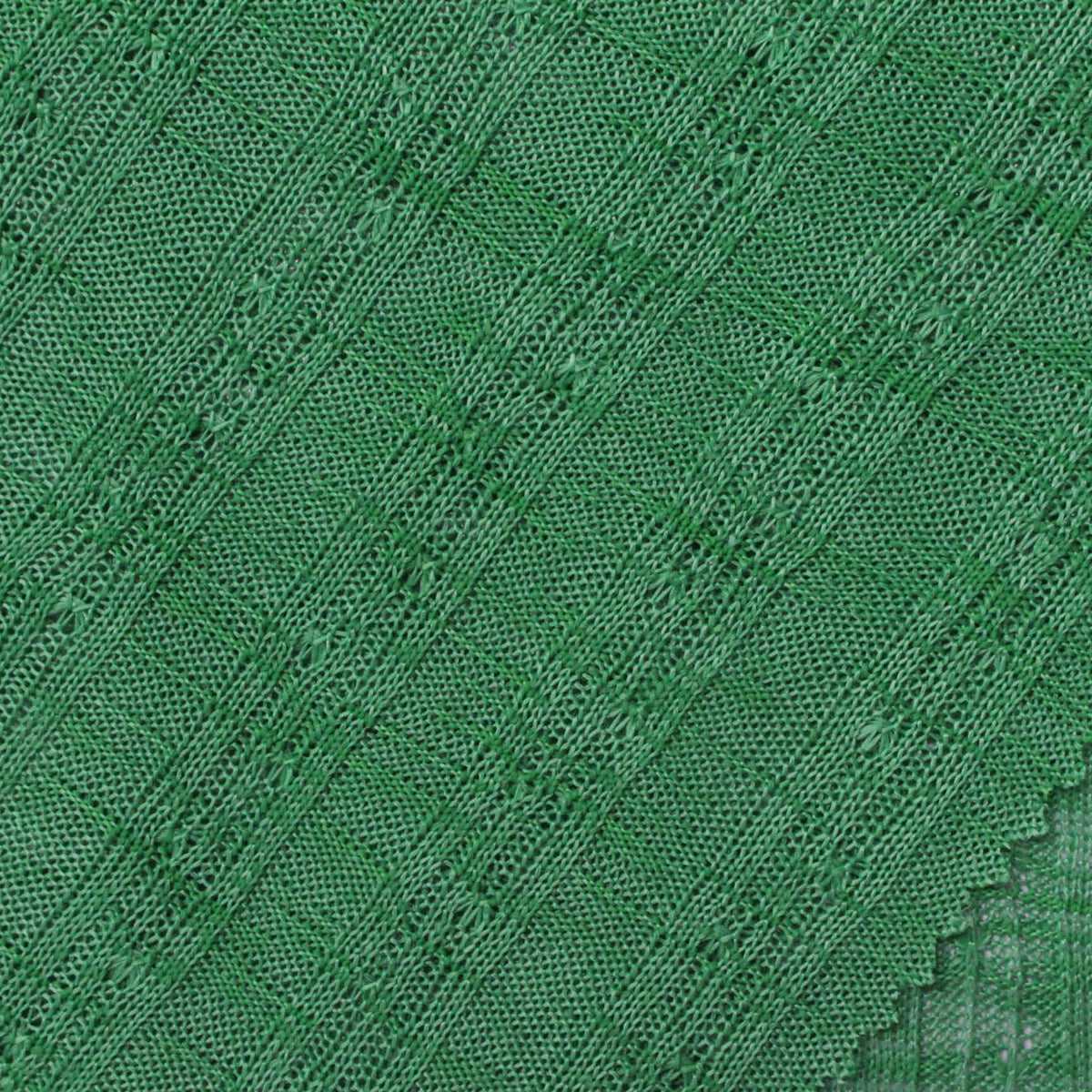 Green Openwork-Stripe Rib Knit, Polyester