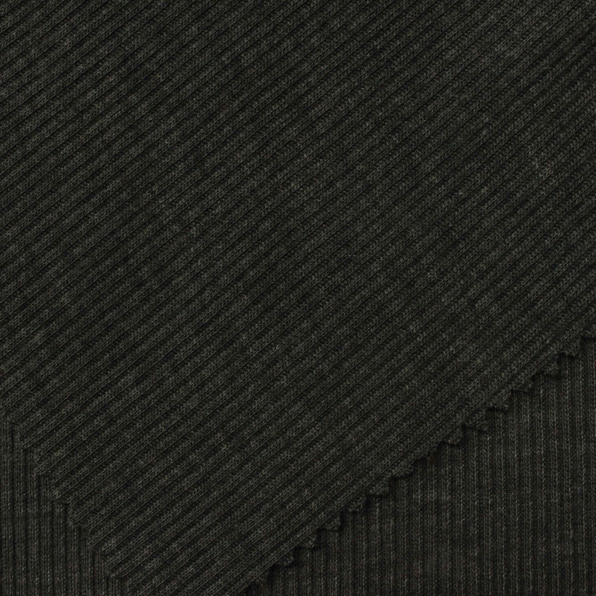 Dark Grey Marl Rib Knit, Poly-Viscose, 150 gsm
