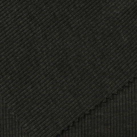 Dark Grey Marl Rib Knit, Poly-Viscose, 150 gsm
