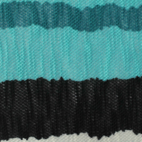 Teal Horizontal-Stripe Chunky Knit, Polyester, 250 gsm