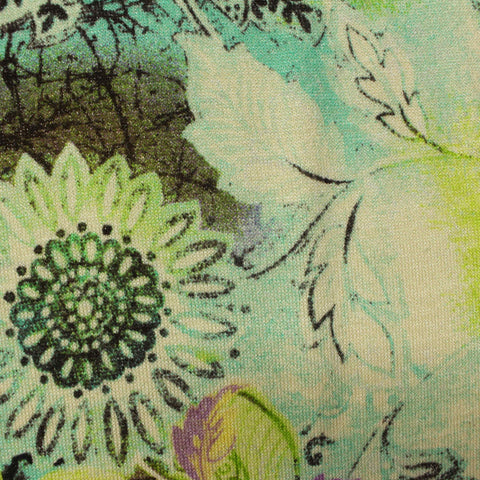 Green Bold-Floral Jersey Knit, Viscose, 270 gsm