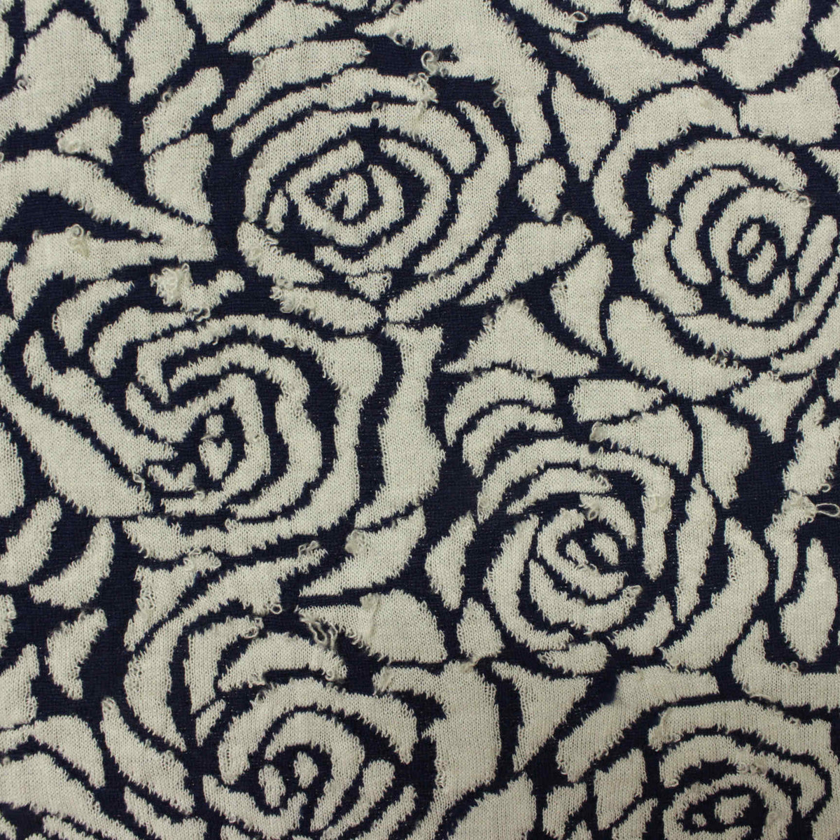 Navy Floral Interlock Knit, Viscose-Poly