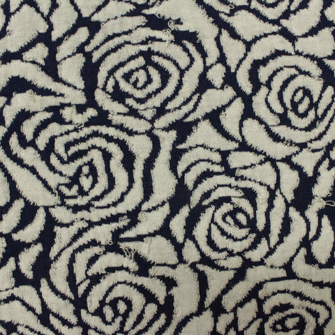 Navy Floral Interlock Knit, Viscose-Poly