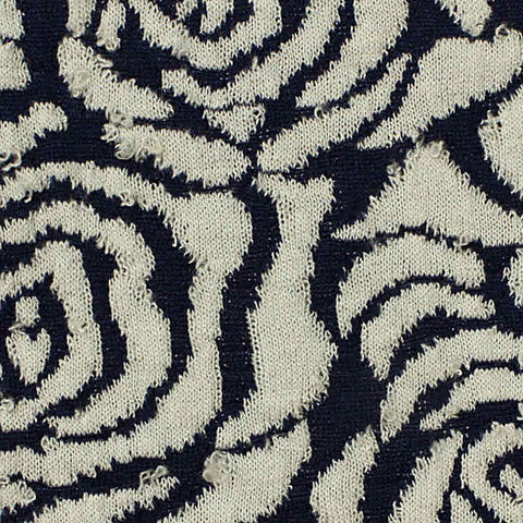 Navy Floral Interlock Knit, Viscose-Poly