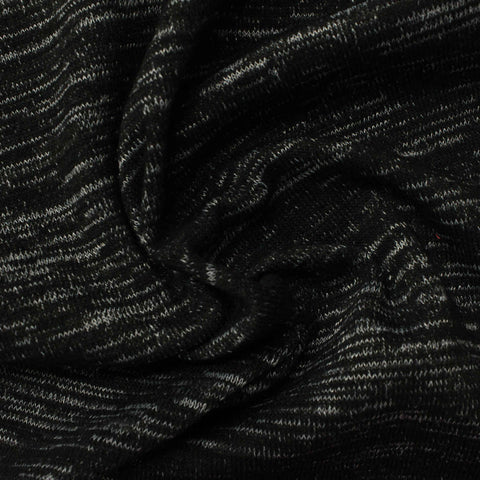 Black Marl Chunky Knit, Poly-Cotton, 270 gsm