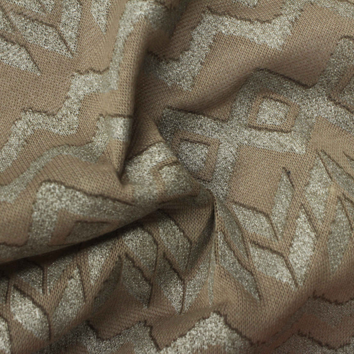 Silver Geometric Jersey Knit, Poly-Viscose