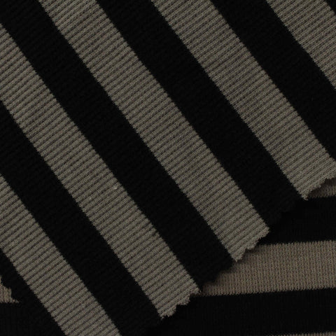 Black Diagonal-Stripe Rib Knit, Cotton