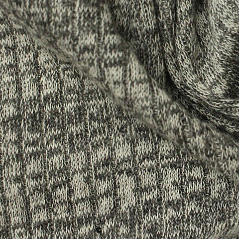 Heathered Grey Marl Rib Knit, Cotton-Poly, 215 gsm