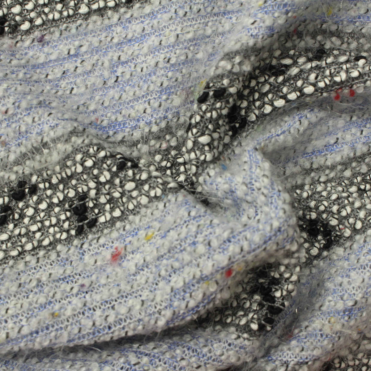 Light Blue Stripes Chunky Knit, Poly-Viscose