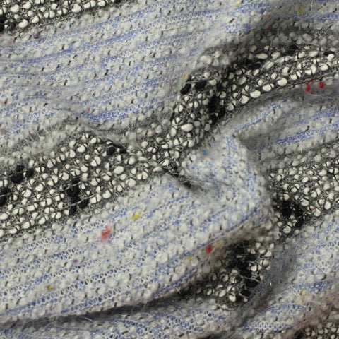 Light Blue Stripes Chunky Knit, Poly-Viscose