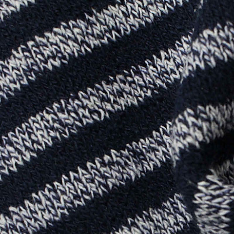 Navy Horizontal-Stripe French Terry, Poly-Cotton, 280 gsm