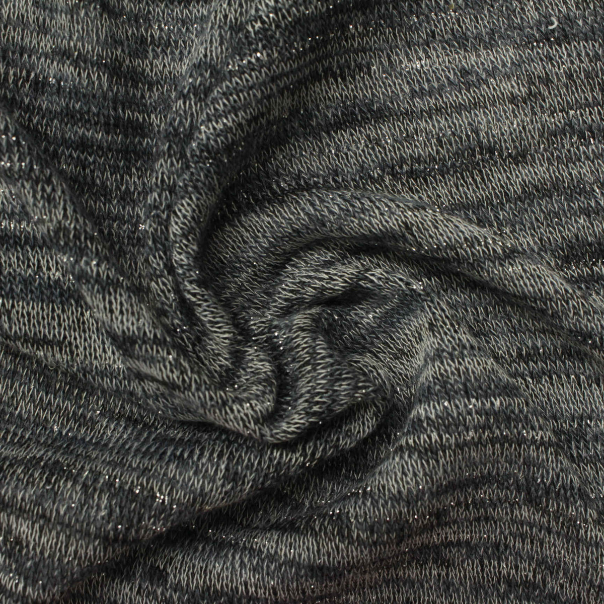Polyester Metallic Stretch Chunky Knit Fabric, 180 gsm, 165 cm — Navy