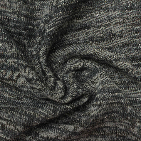 Polyester Metallic Stretch Chunky Knit Fabric, 180 gsm, 165 cm — Navy