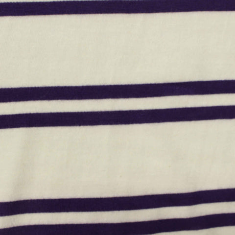Dark Purple Stripes Rib Knit, Cotton-Viscose