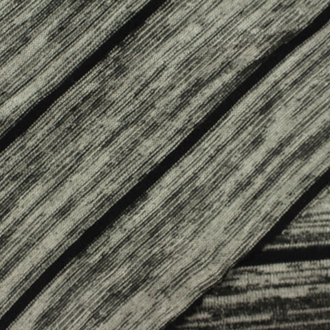 Black Stripes Rib Knit, Poly-Viscose, 204 gsm