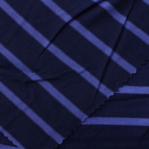 Dark Blue Stripes Rib Knit, Viscose