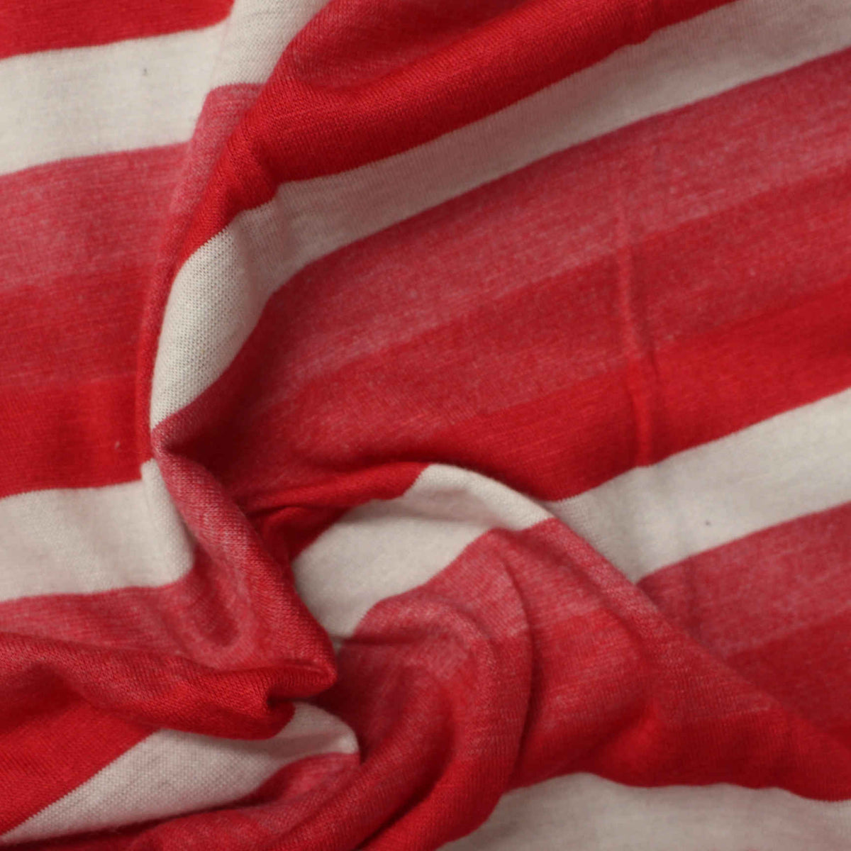 Red Horizontal-Stripe Jersey Knit, Poly-Viscose, 132 gsm