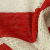Red Horizontal-Stripe Chunky Knit, Viscose — texture