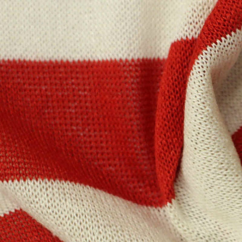 Red Horizontal-Stripe Chunky Knit, Viscose