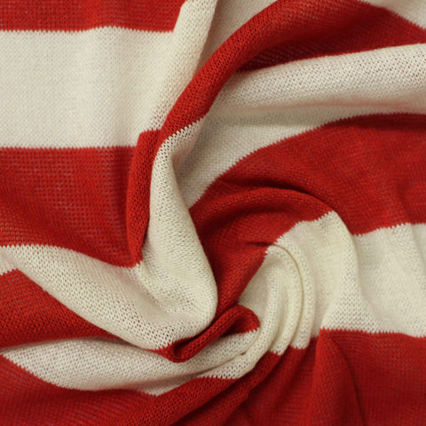 Red Horizontal-Stripe Chunky Knit, Viscose