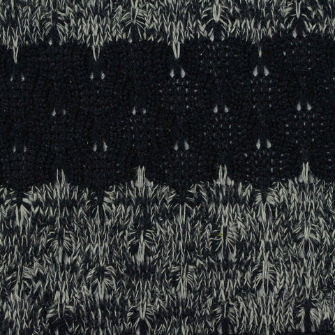 Black Horizontal-Stripe Chunky Knit, Poly-Viscose, 185 gsm