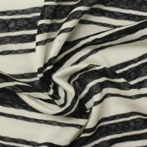 Black Horizontal-Stripe Chunky Knit, Viscose-Poly, 106 gsm