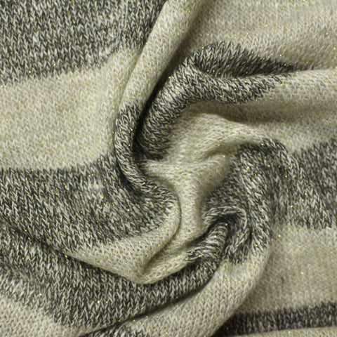 Dark Grey Stripes Chunky Knit, Poly-Cotton, 173 gsm